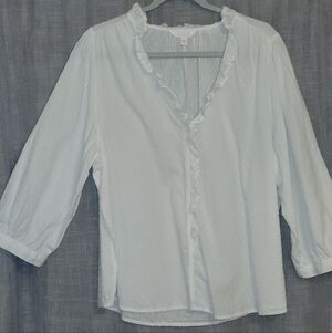 LC Lauren Conrad XXL Women's White Ruffled Blouse